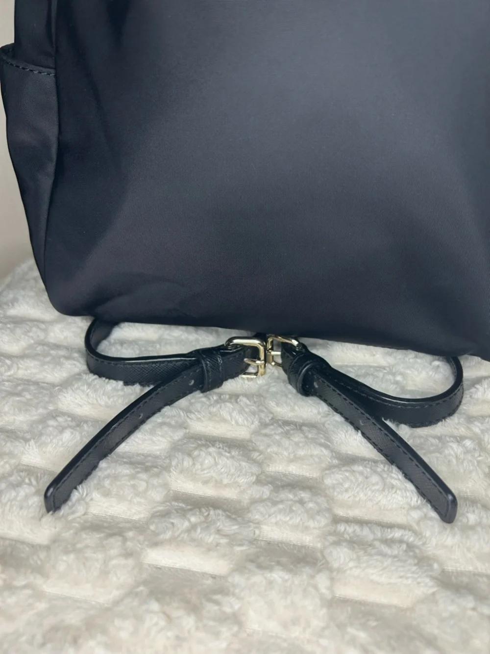 Kate Spade Blake Ave black nylon mini backpack with gold hardware